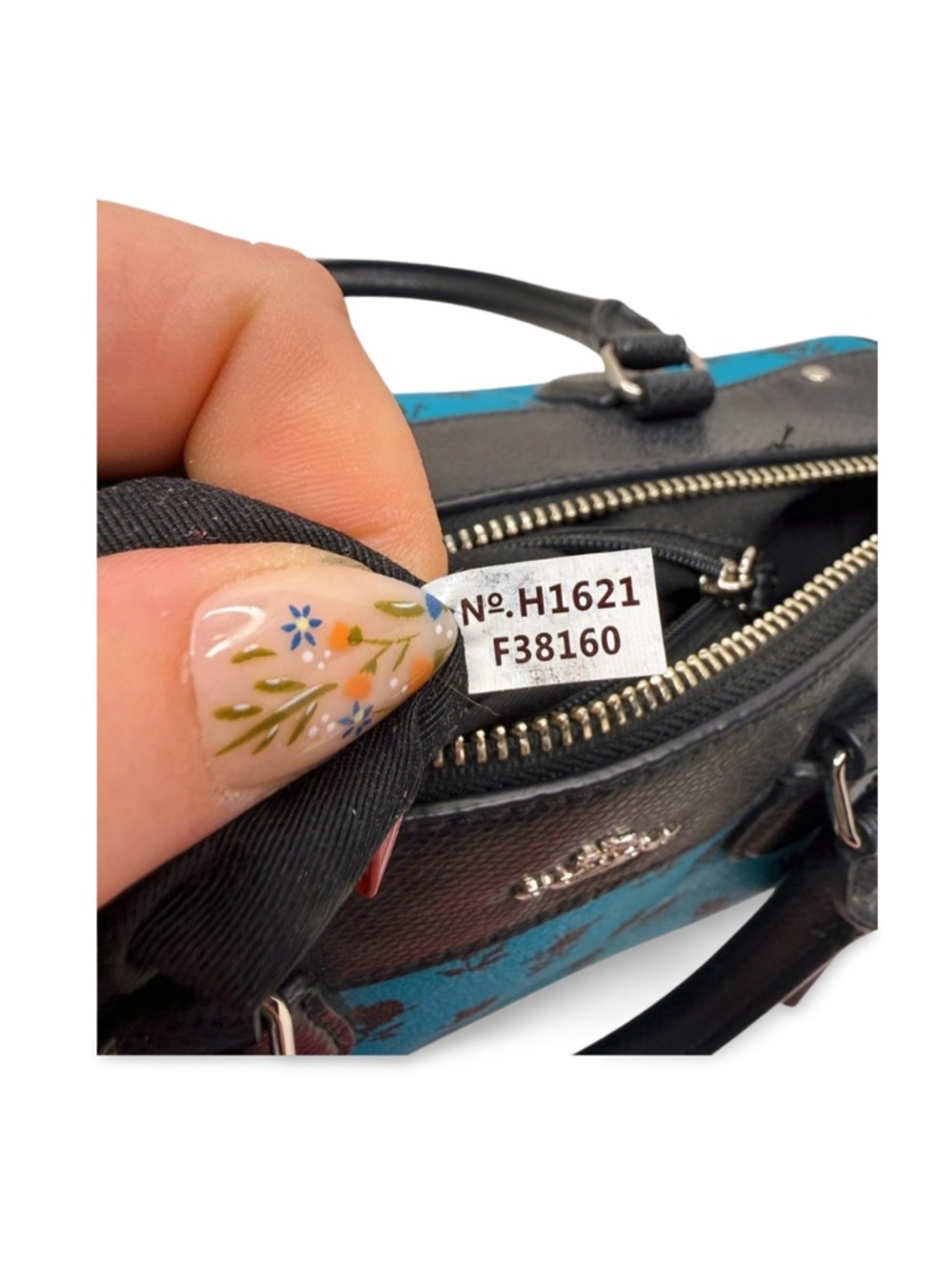 Coach Badlands Mini Bennett Satchel Blue Floral Print Leather Crossbody - Picture 10 of 15